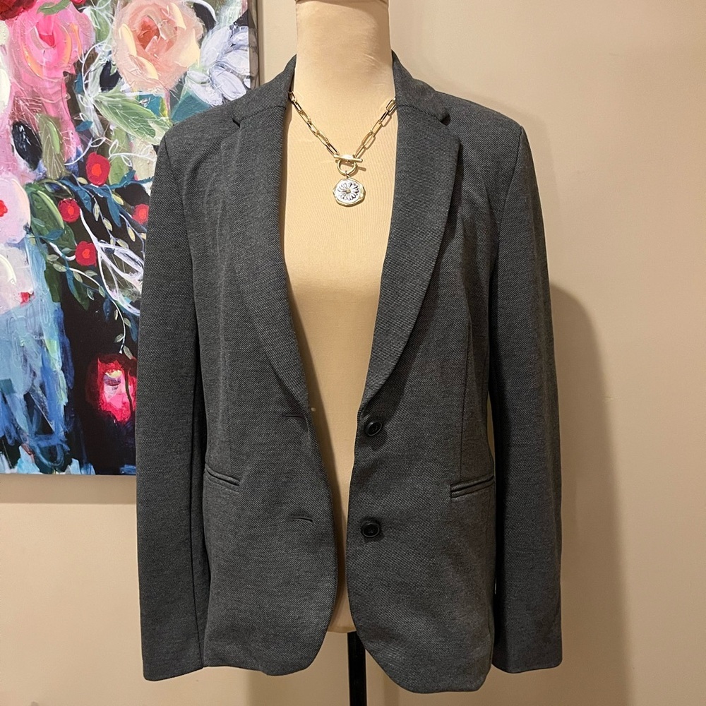 Gap Medium Grey 2 Button Stretch Blazer, Size 4 - image 2